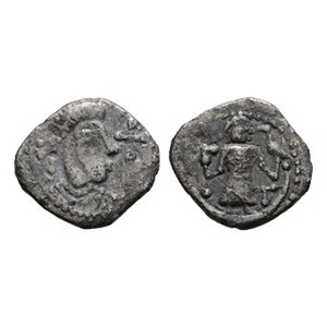 Anglo-Saxon Coins - Secondary Phase - Series L, Type 18 - Man and Hawk AR Sceatta