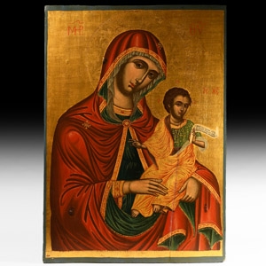 Large Veneto-Cretan Icon of Virgin and Child