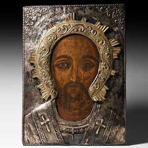 Greek Icon with Bust of Saint Eleutherios