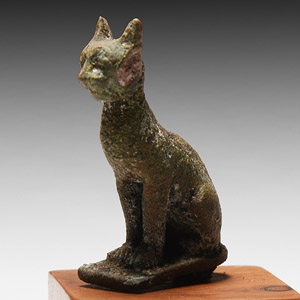 Egyptian Bronze Goddess Bastet as Seated Cat