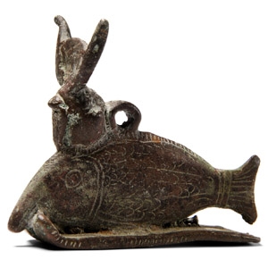 Egyptian Bronze Oxyrhynchus Fish Figure