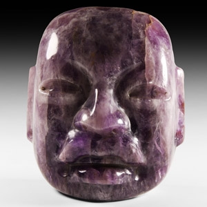 Pre-Columbian Olmec Style Amethyst Head