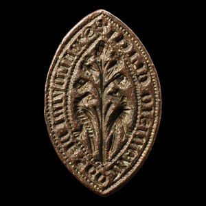 French Medieval Vesica-Shaped Seal Matrix for Radalph de Saint Dionisi