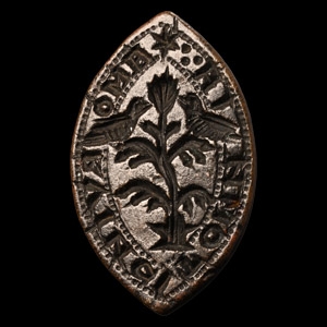Romantic French Medieval Vesica-Shaped Love Conquers Everything Seal Matrix