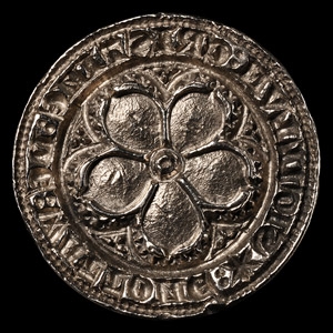 English Medieval Silver Chessman Type Seal Matrix for Christine de Wattone