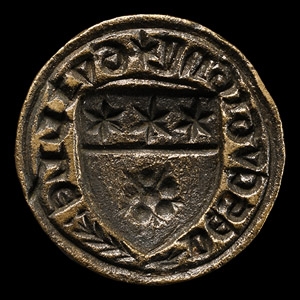French Medieval Heraldic Chessman Type Seal Matrix for Guillaume de Sautigny
