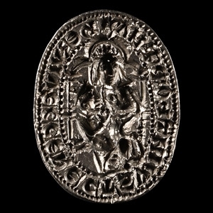 English Medieval Silver Seal Matrix for Harvey, Rector of the Church of Swainsthorpe Magna