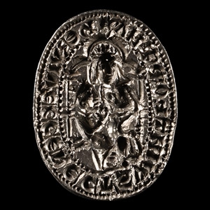 English Medieval Silver Seal Matrix for Harvey, Rector of the Church of Swainsthorpe Magna