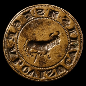 Large French Medieval Round Wild Bull of Cumis Seal Matrix