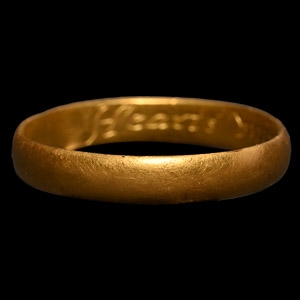 Post Medieval Gold Hearts United Lives Contented Posy Ring