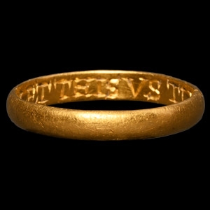 Post Medieval Gold Let This Vs Tie Vntil We Die Posy Ring