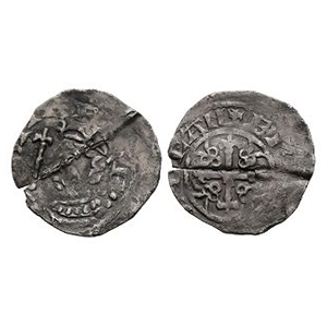 English Norman Coins - Stephen - Canterbury / Edward - Cross and Piles AR Penny