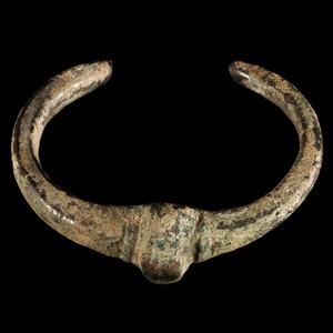 Greek Heavy Bronze Bracelet with Central Bar