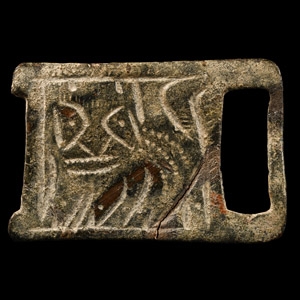 Medieval Buckle Plate with Facing Lion