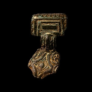 Anglo-Saxon Gilt Small Square-Headed Brooch