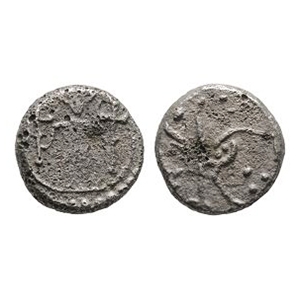 Saxon Coins - Merovingian - Man and Bird AR Denier