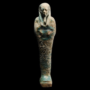 Egyptian Faience Shabti with Hieroglyphic Text