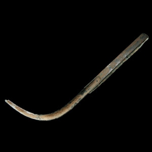 Roman Bronze Strigil with Leaf Design