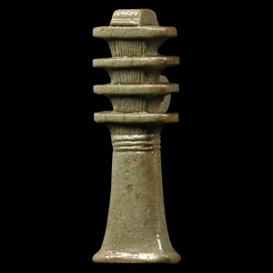 Egyptian Blue Faience Djed Pillar Amulet