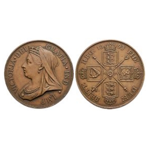 English Milled Coins - Victoria - 1893 - Bronze Proof Pattern Double Florin