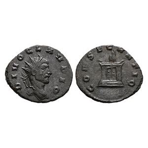 Ancient Roman Imperial Coins - Divus Claudius II  - Altar AE Antoninianus