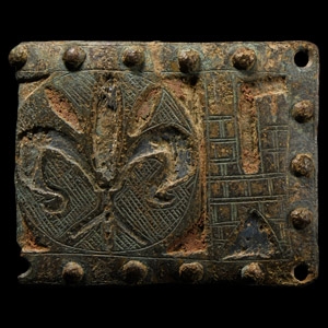 Medieval Heraldic Horse Harness Mount with Castle and Fleur