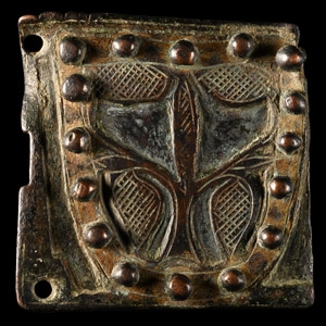 Medieval Gilt Heraldic Horse Harness Mount with Rivetted Shield