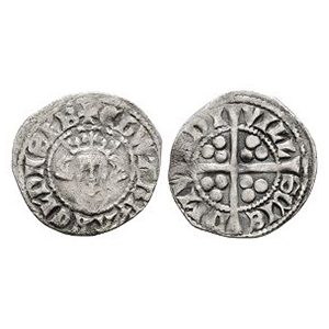English Medieval Coins - Edward I - Bury St. Edmunds - Long Cross AR Penny