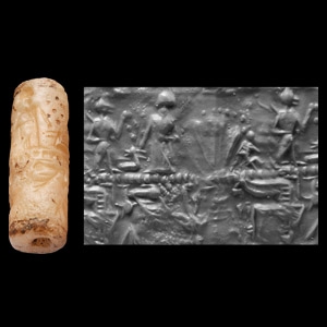 Rock Crystal Cylinder Seal with Figural Scene