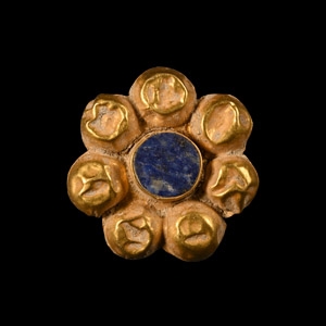 Greek Gold Rosette with Blue Stone