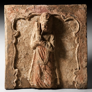 Chinese Song Tile with Figure and Handprint
