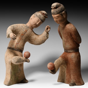 Chinese Tang Cuju Football Player Pair