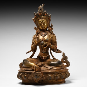 Sino-Tibetan Gilt Bronze Arya Tara Figure