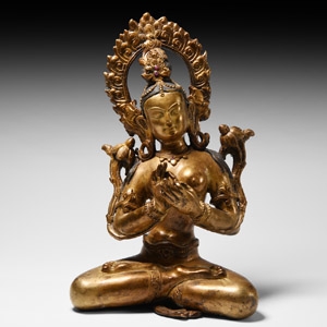 Sino-Tibetan Gilt Arya Tara Figure