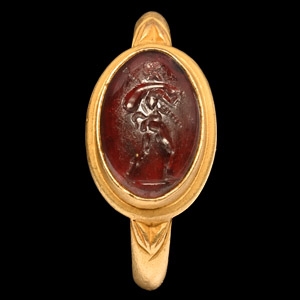 Roman Satyr Traveller Gemstone in Gold Ring