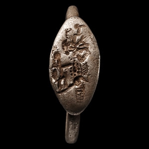 Achaemenid Silver Ring with Warriors