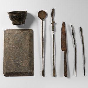 Roman Bronze Medical Implements and Palette