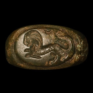 Roman Ring with Leaping Gladiatorial Lion