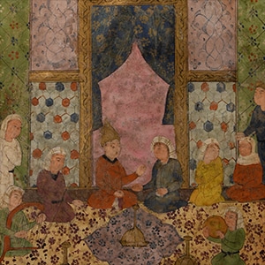 Safavid Miniature Water Colour Painting of Court Scene