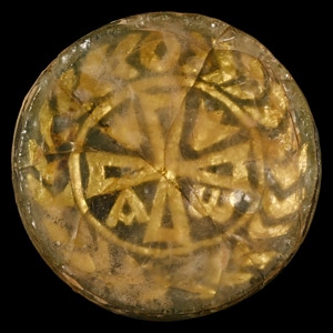 Byzantine Gold in Glass Roundel with Cross