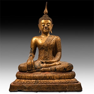 Very Large Thai Gilt Bronze Buddha Shakyamuni