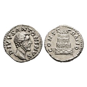 Ancient Roman Imperial Coins - Divus Antonius Pius - Crematorium AR Denarius