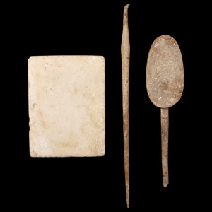 Roman Palette and Bone Implement Group