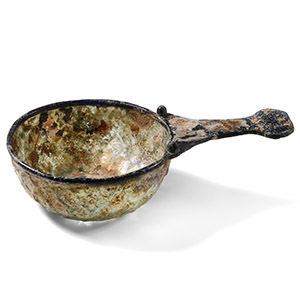 Roman Iridescent Pale Blue Glass Trulla