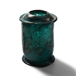 Roman Turquoise Glass Pyxis