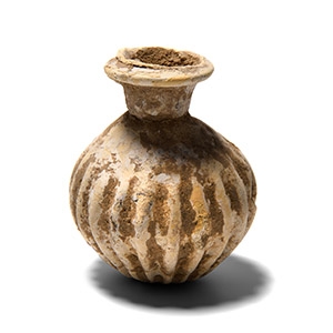 Greek Cream Glass Ribbed Bottle