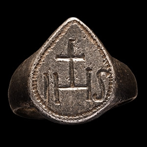 Stuart Period Silver Ring with Shield and IHS