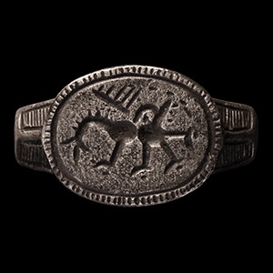 Medieval Silver Ring with Griffin