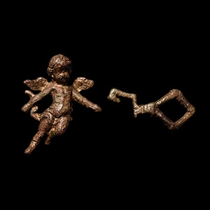 Medieval Cupid Statuette and Key Group