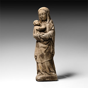 Limestone Madonna and Child Statue